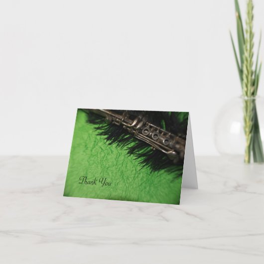 黒いだちょうおよびクラリネットの結婚式は感謝していしています サンキューカード (正面)