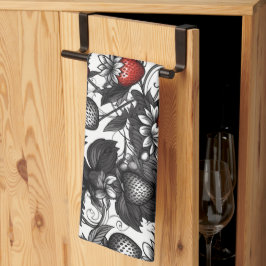 黒いちご、白いちご、赤いちご キッチンタオル