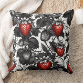 黒いちご、白いちご、赤いちご クッション (ブランケット)