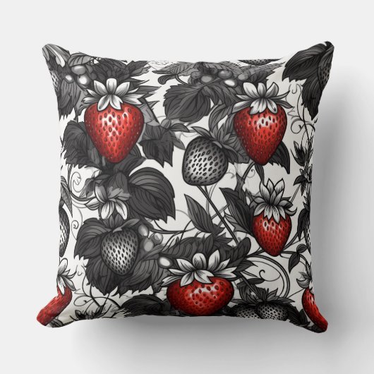 黒いちご、白いちご、赤いちご クッション (正面)