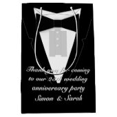 黒いちょうネクタイのタキシード ミディアムペーパーバッグ (正面)