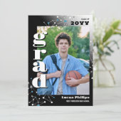 黒いつながり2 in 1写真の卒業 招待状 (スタンド正面)