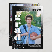 黒いつながり2 in 1写真の卒業 招待状 (正面/裏面)