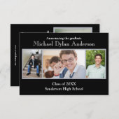 黒いですか灰色の背景- 3x5卒業パーティー 招待状 (正面/裏面)