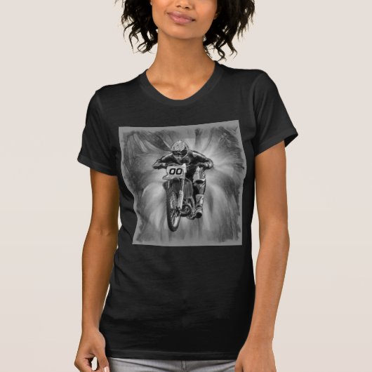 黒いですか白によって発破を掛ける土のバイク Tシャツ (正面)