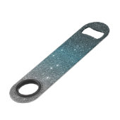 黒いのかわいらしくフェイクなグリッターの勾配、青い、白い スピード栓抜き (正面アングル)