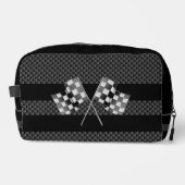 黒いのレーシングフラッグストライプ炭素繊維スタイル ドップキット (正面)