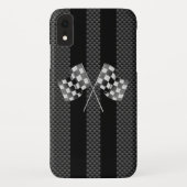 黒いのレーシングフラッグストライプ炭素繊維スタイル Case-Mate iPhoneケース (裏面)