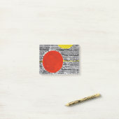 黒いの大きな赤い太陽ストライプ点 ポストイット (デスク上)