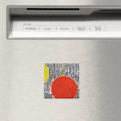 黒いの大きな赤い太陽ストライプ点 マグネット (インサイチュ (食洗機))