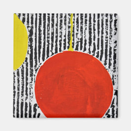 黒いの大きな赤い太陽ストライプ点 マグネット