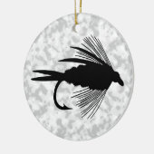 黒いはえの魚釣りの魅惑 セラミックオーナメント (左)
