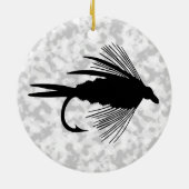 黒いはえの魚釣りの魅惑 セラミックオーナメント (裏面)