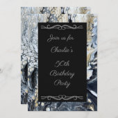 黒いはっきりした抽象芸術誕生日パーティーの招待 招待状 (正面/裏面)