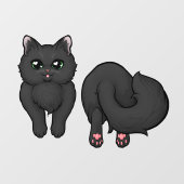 黒いふわふわの子猫のお尻 ウィンドウサイン (シート)