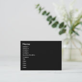 黒いぽっちゃりしたプロフィールカード 名刺 (スタンド正面)