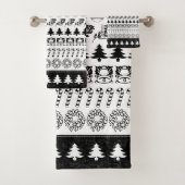 黒いまたは白クリスマスのフォントの芸術パターンを漕ぎます バスタオルセット (インサイチュ)