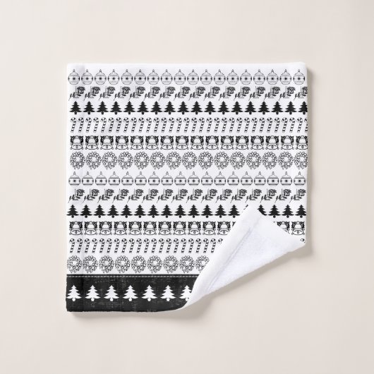 黒いまたは白クリスマスのフォントの芸術パターンを漕ぎます バスタオルセット (ウォッシュタオル)