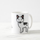 黒いまだら模様のシベリアンハスキーのキャラクター コーヒーマグカップ (正面右)