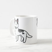 黒いまだら模様のシベリアンハスキーのキャラクター コーヒーマグカップ (正面左)