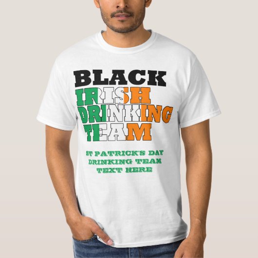 黒いアイルランドの飲むチーム Tシャツ (正面)