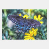 黒いアゲハチョウの黄色い花 ラッピングペーパーシート (正面2)