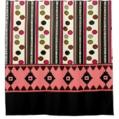 黒いアステカポケドショーカーテン シャワーカーテン (正面)