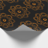 黒いアトムシンボルのオレンジ ラッピングペーパー (角)