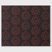 黒いアトムシンボル上の赤 ラッピングペーパー (フラット)