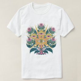 黒いアパレル向けのウィッチーなオカルト植物画 Tシャツ