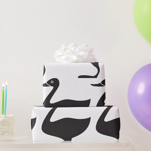 黒いアヒルの鳥アイコン ラッピングペーパー