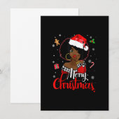 黒いアフリカの少女 アメリカのメラニン クリスマスのサンタ 招待状 (正面/裏面)