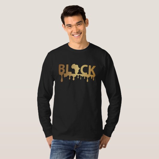 黒いアフリカ地図 Tシャツ (正面フル)