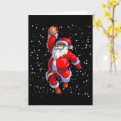 黒いアフリカ系アメリカ人のサンタクロースがバスケットボールとアフロ カード (黄色い花)