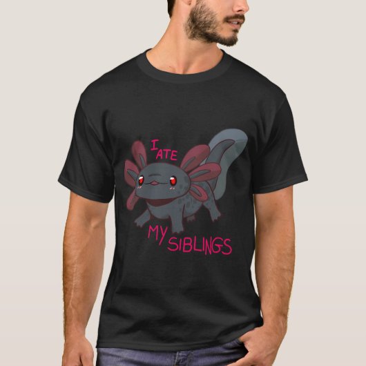 黒いアホロートルの赤ちゃん Tシャツ (正面)
