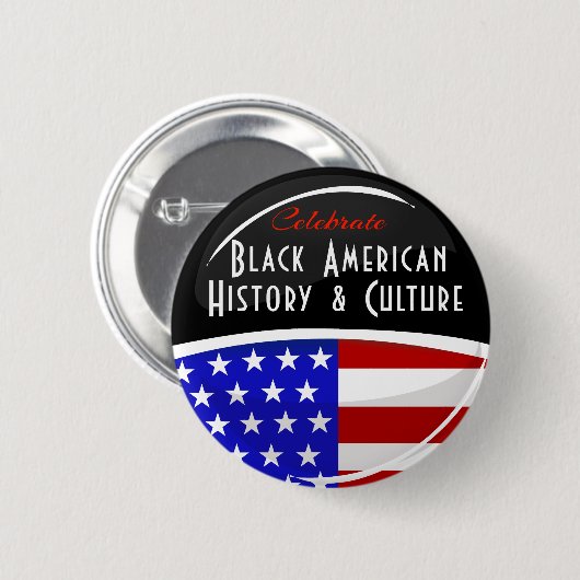 黒いアメリカの歴史の光沢のある紋章を祝って下さい 缶バッジ (正面&裏面)
