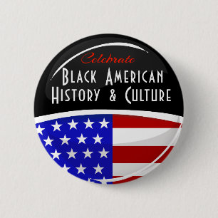 黒いアメリカの歴史の光沢のある紋章を祝って下さい 缶バッジ