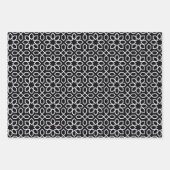 黒いアラビア語の幾何学的パターン ラッピングペーパーシート (正面2)