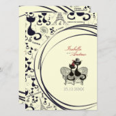 黒いアリストチャッツ - フランスの情熱 招待状 (正面/裏面)