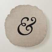 黒いアンパーサンドの円形の装飾用クッション ラウンドクッション (正面)