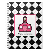 黒いアーガイル及びピンクの先生のノート ノートブック (正面)