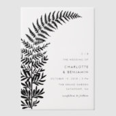 黒いアーチ型ファーンモダンミニマ結婚リスト ベラム紙招待状 (正面)
