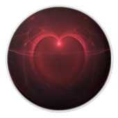 黒いアートワーク上の赤によってつけられるハート セラミックノブ (正面)