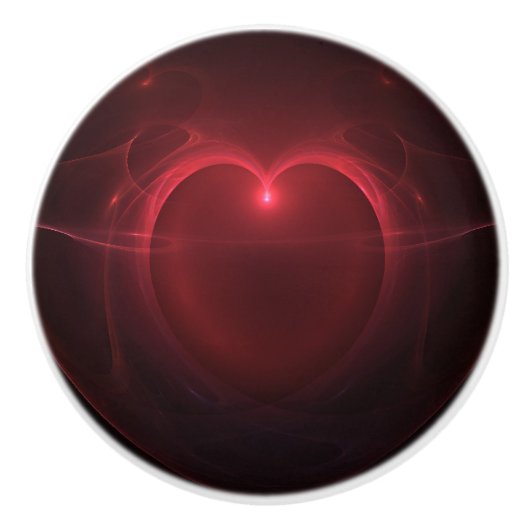 黒いアートワーク上の赤によってつけられるハート セラミックノブ (正面)