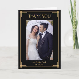 黒いアールデコは結婚式の挨拶状感謝していしています サンキューカード