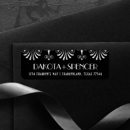 黒いアールデコアドレス上のRoarin 20sモダン Silver ラベル