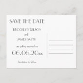 黒いアールデコギャツビーは日付を保存する 案内ポストカード (裏面)