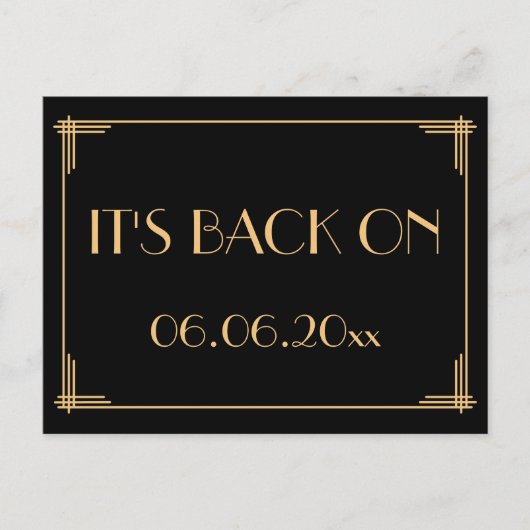 黒いアールデコギャツビーは日付を保存する 案内ポストカード (正面)