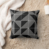 黒いアールデコ線 クッション (ブランケット)