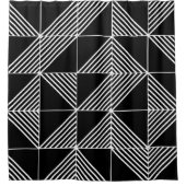 黒いアールデコ線 シャワーカーテン (正面)